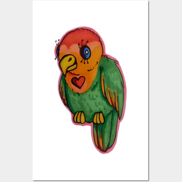 Lovebird Doodle Wall Art by AmeUmiShop